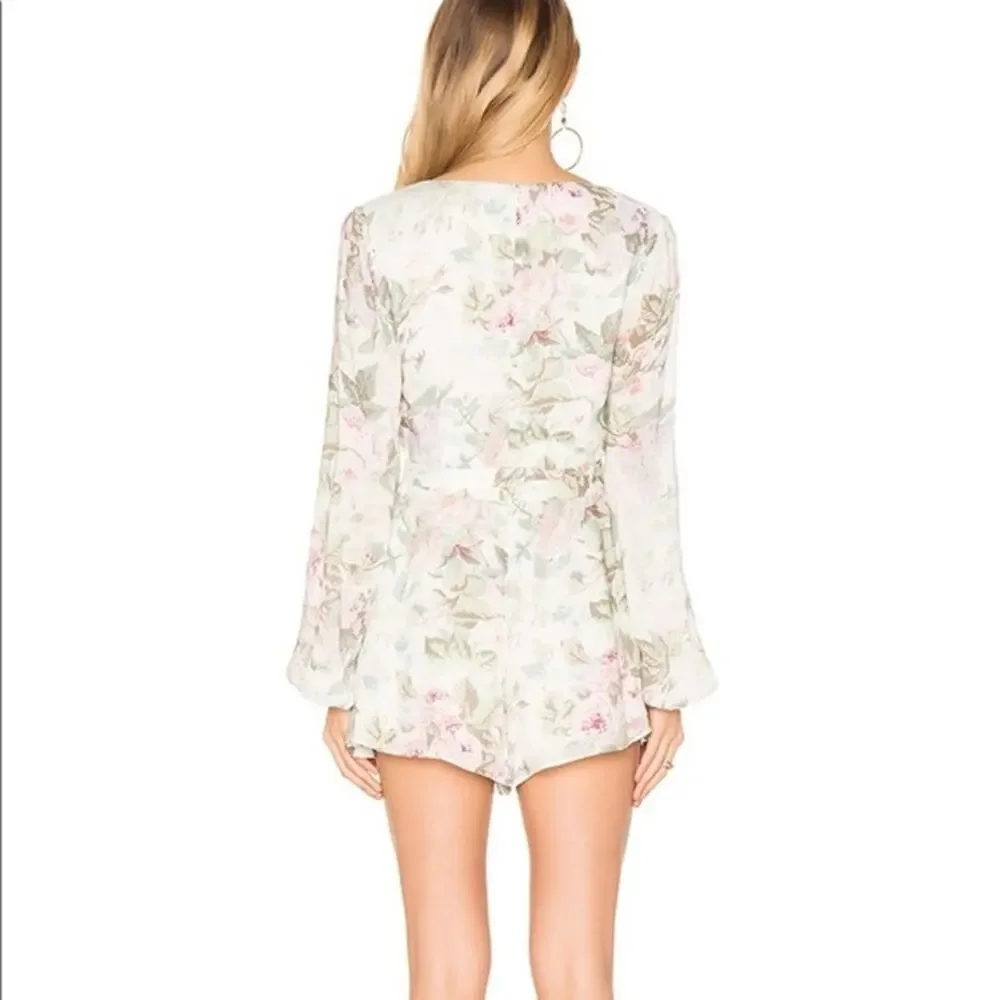 Majorelle Rosebud Floral Belted Faux Wrap Long Sleeve Romper Size M Boho Chic - Picture 4 of 11